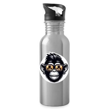 Affe Brille Palmen - Trinkflasche mit integriertem Trinkhalm - Lightsilver - Rechts