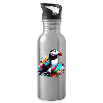 Papageitaucher - Trinkflasche mit integriertem Trinkhalm - Lightsilver - Rechts