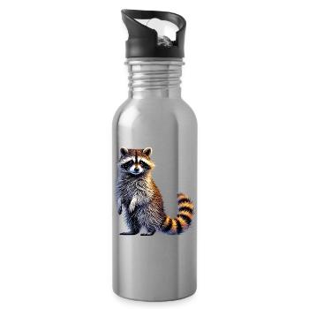 Waschbär - Trinkflasche mit integriertem Trinkhalm - Lightsilver - Rechts