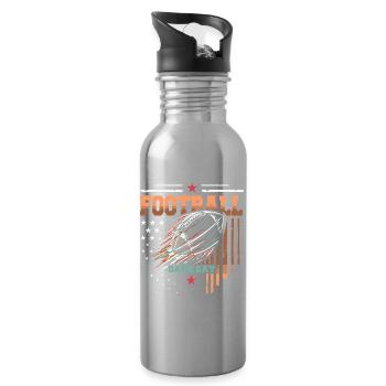 american football - gameday Team Design - Water bottle with straw - silver - Right