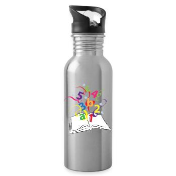 Buch mit bunten Buchstaben und Zahlen - Trinkflasche mit integriertem Trinkhalm - Lightsilver - Rechts