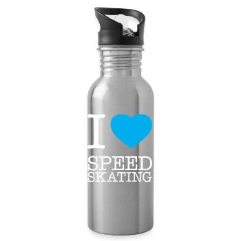 I LOVE SPEED SKATING Eisschnellauf - Trinkflasche mit integriertem Trinkhalm - Lightsilver - Rechts