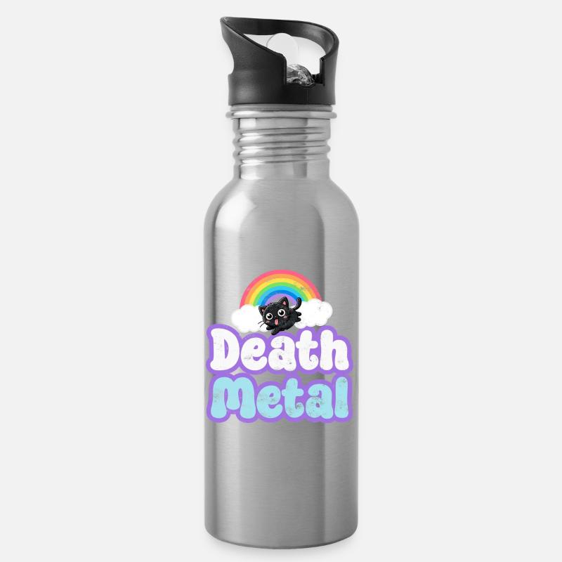 Death Metal - Trinkflasche mit integriertem Trinkhalm - Lightsilver