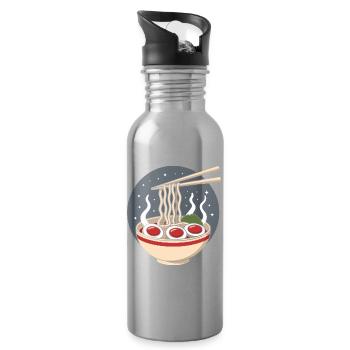 Kawaii Ramen Bowl Noodle Food Japanese food - Water bottle with straw - silver - Right