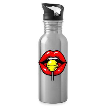 Lollipop Lips - Water bottle with straw - silver - Right