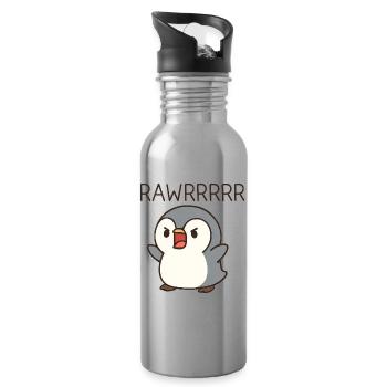 Cute Penguin Costume Roar Cartoon Chibi - Water bottle with straw - silver - Right
