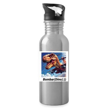 Dinosaurier Naziem mit Flugzeugmotiv - Trinkflasche mit integriertem Trinkhalm - Lightsilver - Rechts