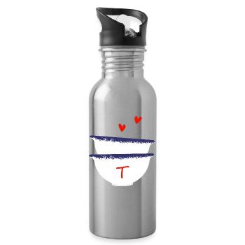 Lettre t bols breton - Gourde avec paille intégrée - argent clair - Droite