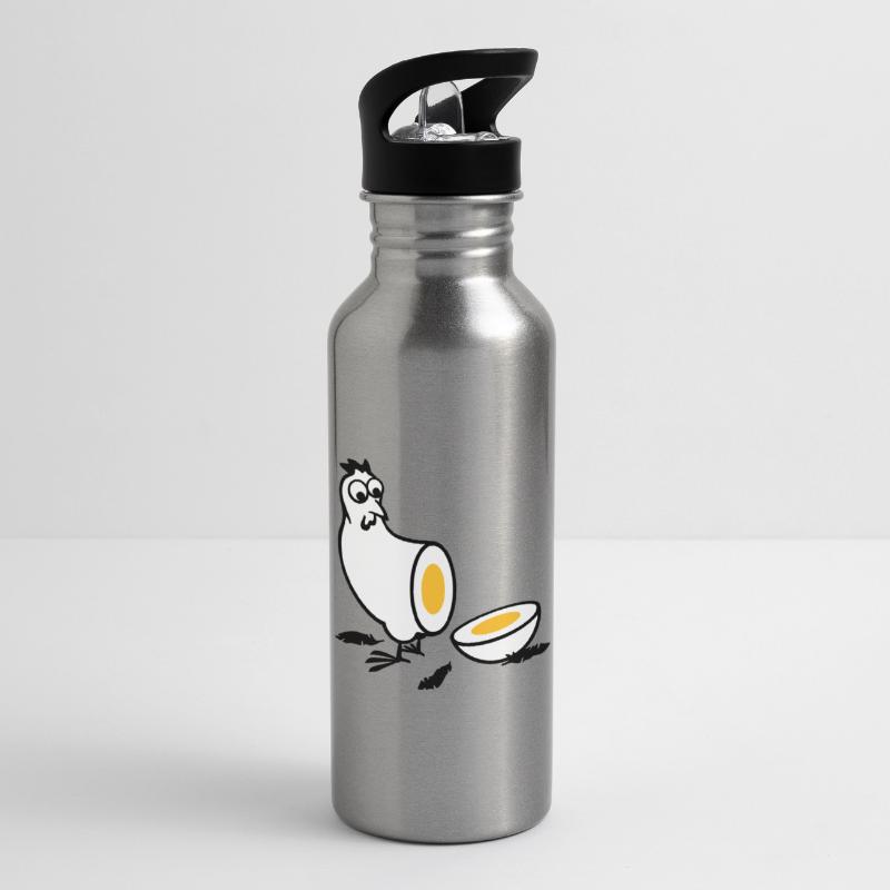 Huhn oder Ei Trinkflasche mit integriertem Trinkhalm