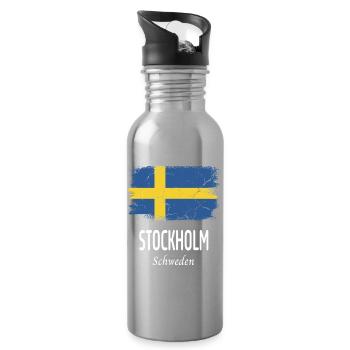 Stockholm - Water bottle with straw - silver - Right
