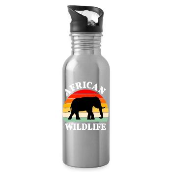 Elephant Africa Safari Wilderness Serengeti - Gourde avec paille intégrée - argent clair - Droite