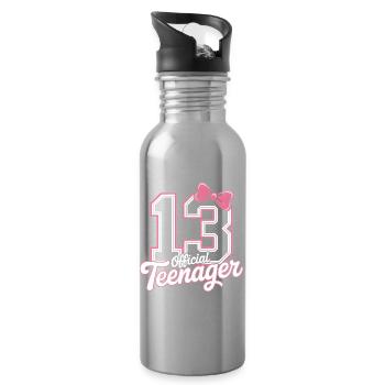 13th birthday teenager gift - Water bottle with straw - silver - Right