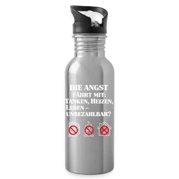 Die Angst fährt mit - Trinkflasche mit integriertem Trinkhalm - Lightsilver - Rechts
