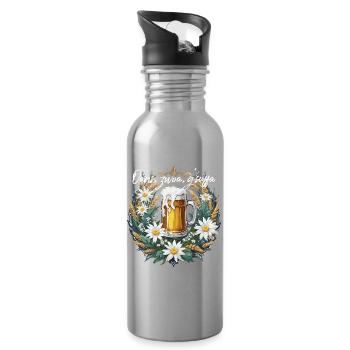 Oans, zwoa, g'suffa Bierspruch Volksfest Dirndl - Trinkflasche mit integriertem Trinkhalm - Lightsilver - Rechts