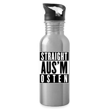 Straight aus'm Osten (Farben änderbar) - Trinkflasche mit integriertem Trinkhalm - Lightsilver - Rechts