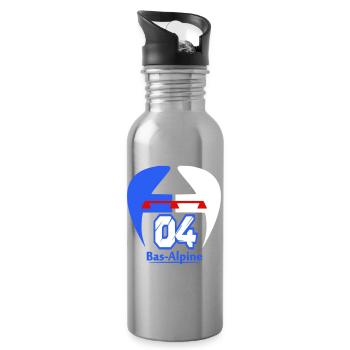 Bas-Alpine 04 logo - Water bottle with straw - silver - Right