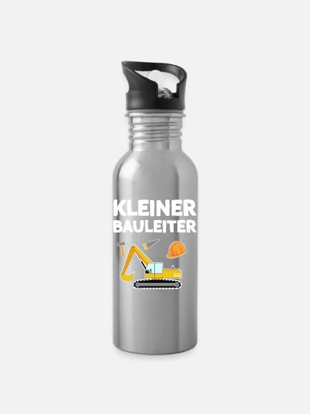 Kleiner Bauleiter Kinder Design - Trinkflasche mit integriertem Trinkhalm - Lightsilver