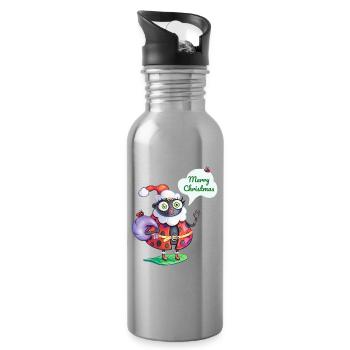 Santa Ladybug Christmas  - Water bottle with straw - silver - Right