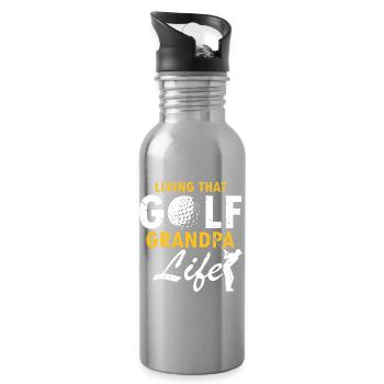 Living That Golf Grandpa Life Funny Senior Style - Water bottle with straw - silver - Right