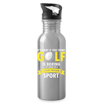 Dans ma tête, je joue au golf Funny Retro Joke - Gourde avec paille intégrée - argent clair - Droite