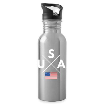 Logo de la croix des États-Unis - Gourde avec paille intégrée - argent clair - Droite