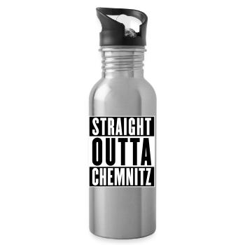 Straight outta Chemnitz (colors changeable) - Water bottle with straw - silver - Right
