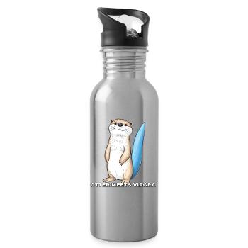 La loutre rencontre le Viagra - Gourde avec paille intégrée - argent clair - Droite