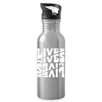 Living Life Motifs Text - Water bottle with straw - silver - Right