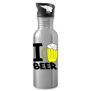 Croquis de chope de chope de bière jaune - Gourde avec paille intégrée - argent clair - Droite