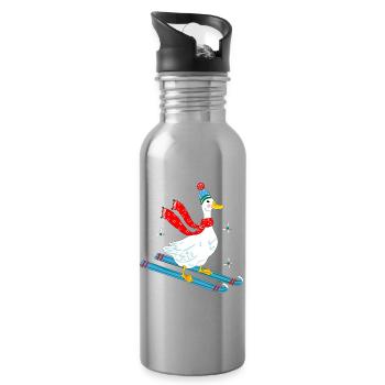  Gans auf skiern - Trinkflasche mit integriertem Trinkhalm - Lightsilver - Rechts