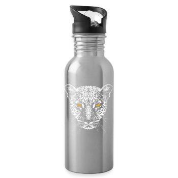 Leopard / Head / Eyes - Water bottle with straw - silver - Right