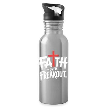 Faith Over Freakout Faith Jesus - Water bottle with straw - silver - Right