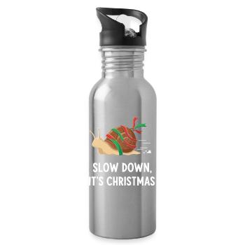 Slow Down Weihnachten Schnecke - Trinkflasche mit integriertem Trinkhalm - Lightsilver - Rechts