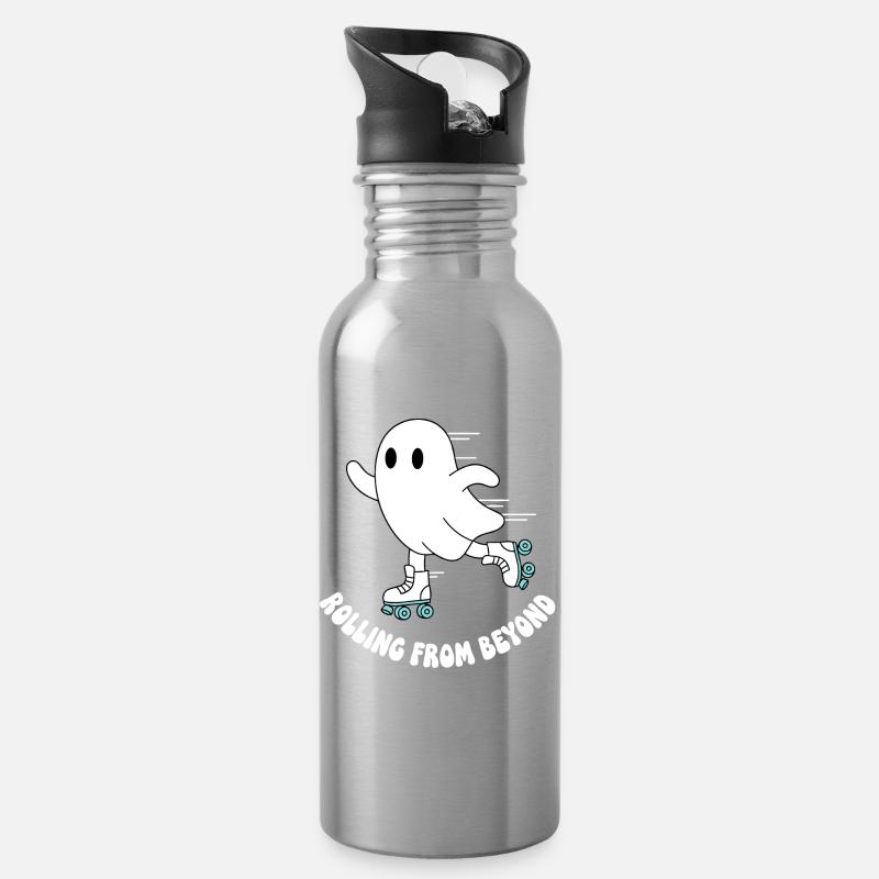 Geist auf Rollschuhen - Trinkflasche mit integriertem Trinkhalm - Lightsilver