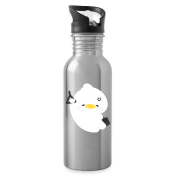 Canard moelleux endormi - Gourde avec paille intégrée - argent clair - Droite