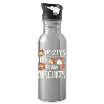Cute and Festive Christmas Cookies - Water bottle with straw - silver - Right