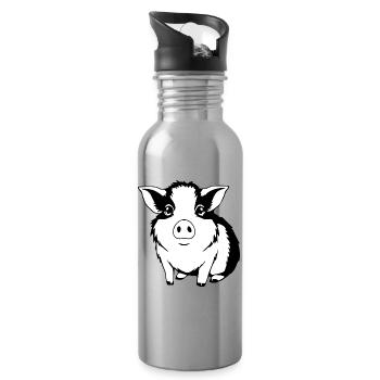 Meerschweinchen T-shirt Geschenk  - Trinkflasche mit integriertem Trinkhalm - Lightsilver - Rechts