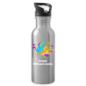 Creative brain art without limits - Water bottle with straw - silver - Right