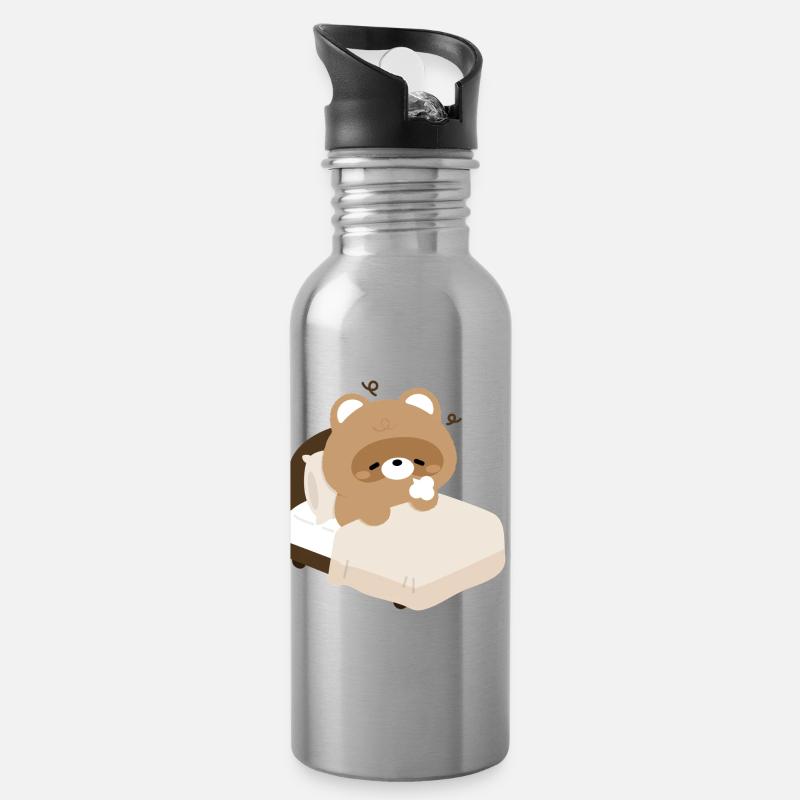 Gemütlicher schläfriger Biber auf dem Bett - Trinkflasche mit integriertem Trinkhalm - Lightsilver