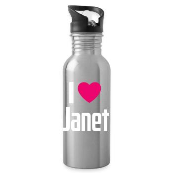 J’aime Janet Pink Heart J’aime Janet - Gourde avec paille intégrée - argent clair - Droite