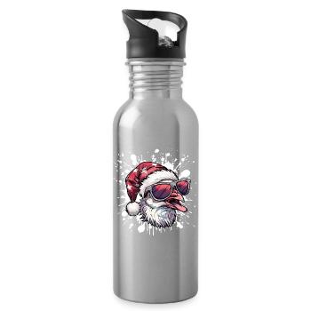 Dove Bird Christmas Funny - Water bottle with straw - silver - Right