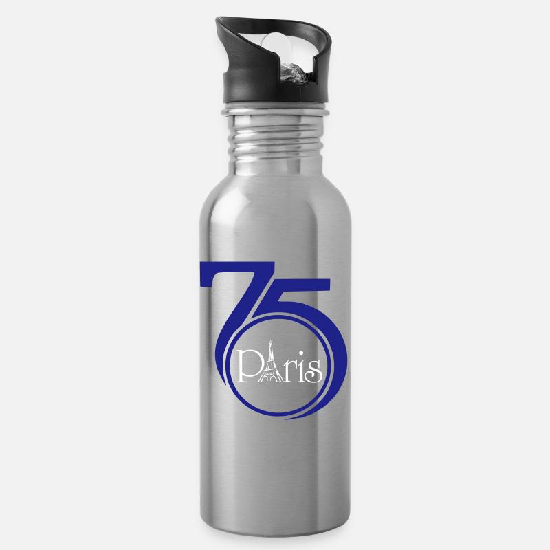 75 Paris - Trinkflasche mit integriertem Trinkhalm - Lightsilver