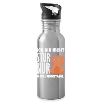 Nicht stur nur Meinungsstabil - Trinkflasche mit integriertem Trinkhalm - Lightsilver - Rechts