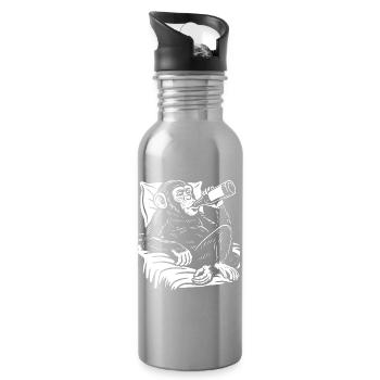 Cheeky Chimp schlürft Bier - Trinkflasche mit integriertem Trinkhalm - Lightsilver - Rechts