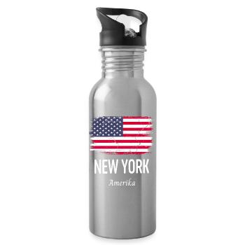 New York - Gourde avec paille intégrée - argent clair - Droite