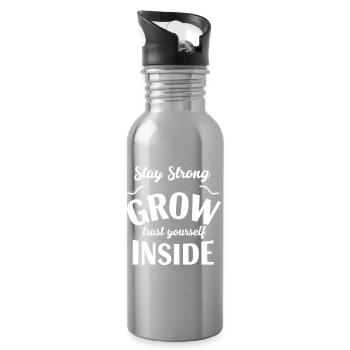 Stay strong grown within yourself - Water bottle with straw - silver - Right