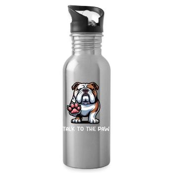 Talk to the Paw English Bulldog Bully Owner - Water bottle with straw - silver - Right
