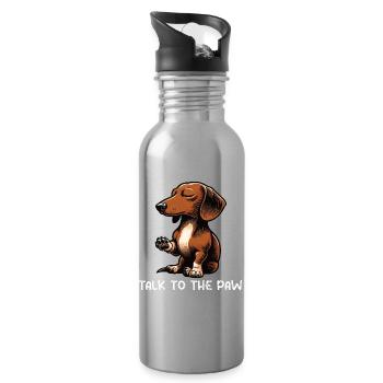 Talk to the Paw Dackel Dackelbesitzer Dackelhalter - Trinkflasche mit integriertem Trinkhalm - Lightsilver - Rechts