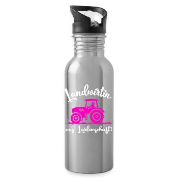 Landwirtin Aus Leidenschaft Landwirtschaft Sprüche - Trinkflasche mit integriertem Trinkhalm - Lightsilver - Rechts