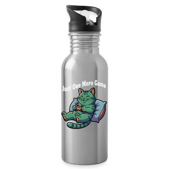 Nur Noch Ein Spiel Katze - Trinkflasche mit integriertem Trinkhalm - Lightsilver - Rechts